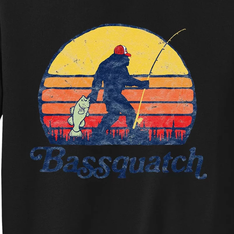 Bassquatch! Funny Bigfoot Fishing Outdoor Retro Gift Sweatshirt