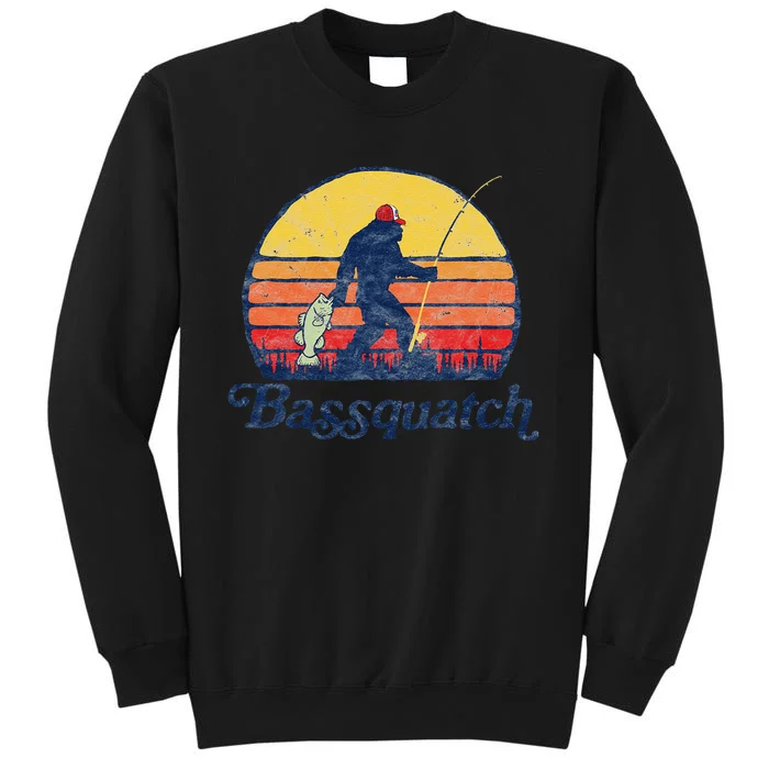 Bassquatch! Funny Bigfoot Fishing Outdoor Retro Gift Sweatshirt