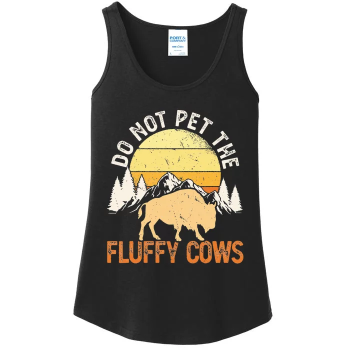 Buffalo Funny Bison Do Not Pet The Fluffy Cows Ladies Essential Tank