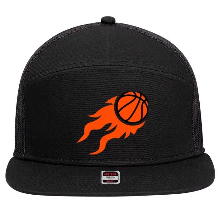 Basketball flames 7 Panel Mesh Trucker Snapback Hat