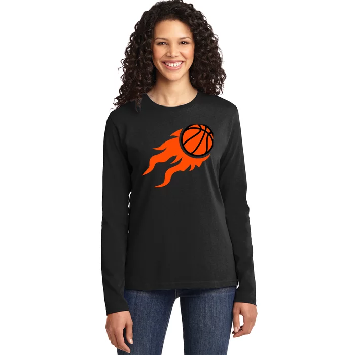 Basketball flames Ladies Long Sleeve Shirt