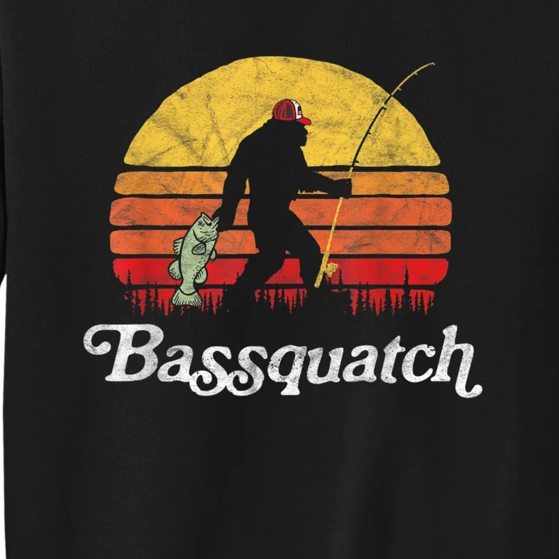 Bassquatch! Funny Bigfoot Fishing Outdoor Retro Sweatshirt