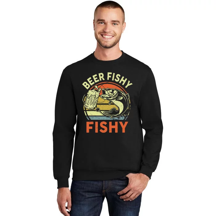 Bass Fishing Beer Fishy Reel Cool Dad Gift Funny Papa Tall Sweatshirt