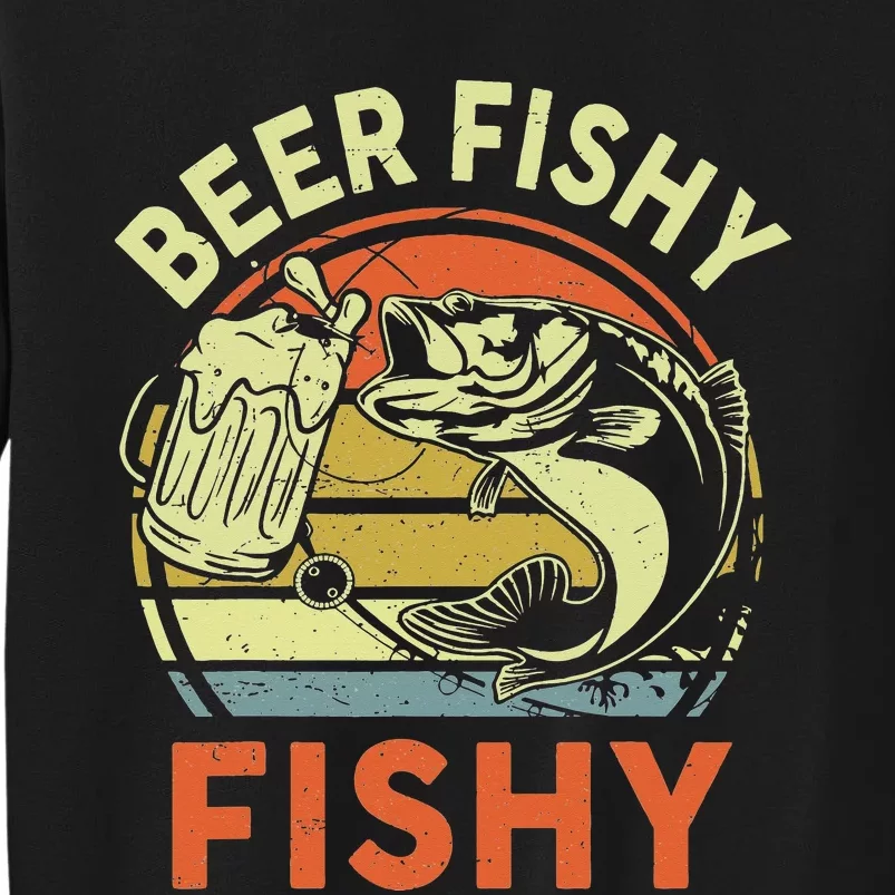 Bass Fishing Beer Fishy Reel Cool Dad Gift Funny Papa Tall Sweatshirt