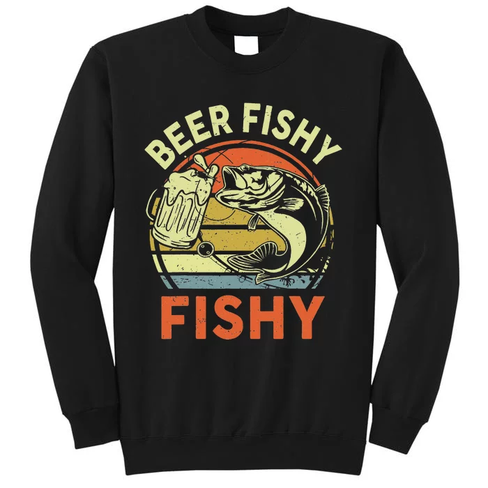 Bass Fishing Beer Fishy Reel Cool Dad Gift Funny Papa Tall Sweatshirt