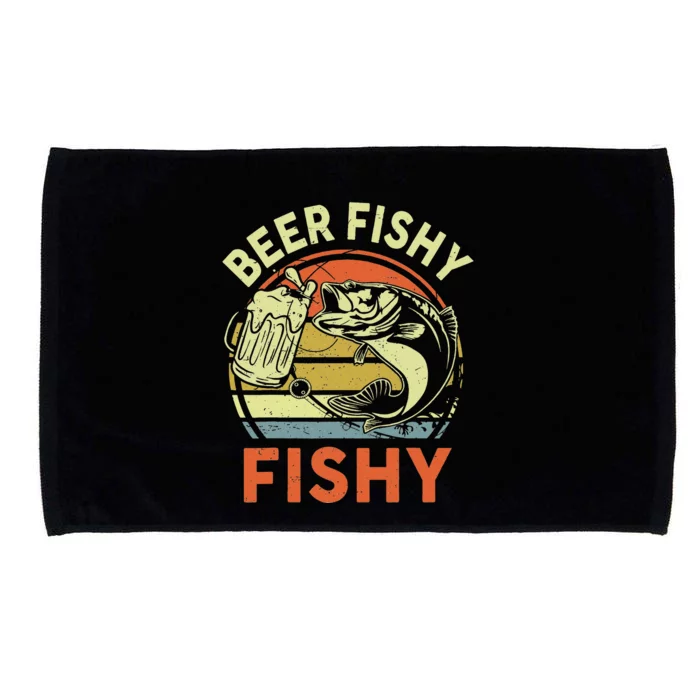 Bass Fishing Beer Fishy Reel Cool Dad Gift Funny Papa Microfiber Hand Towel