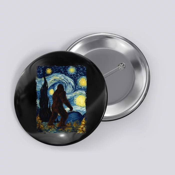 Bigfoot For  Bigfoot Starry Night Van Gogh Button