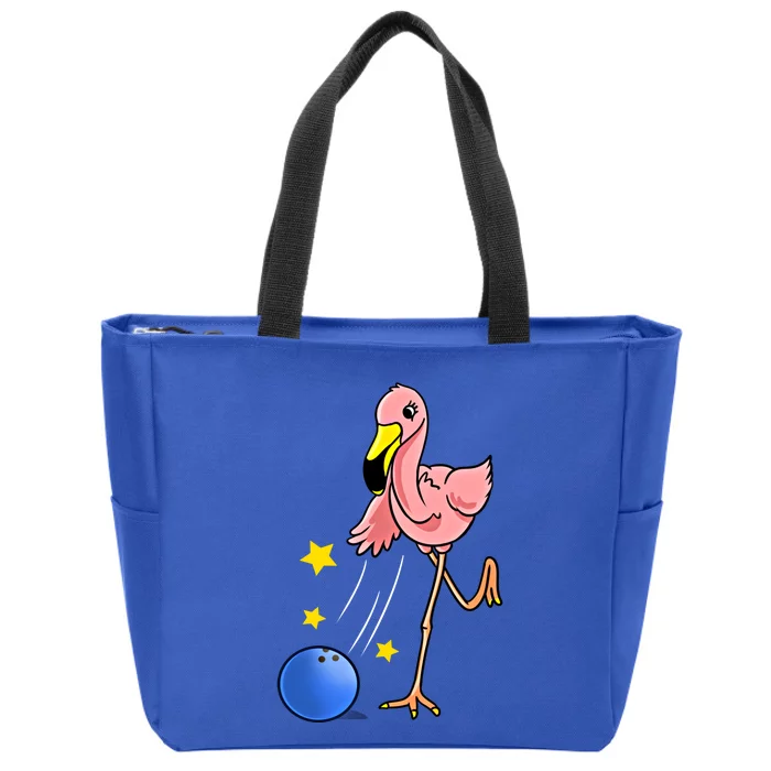 Bowling Flamingo Bowling Lover Gift Funny Gift Zip Tote Bag