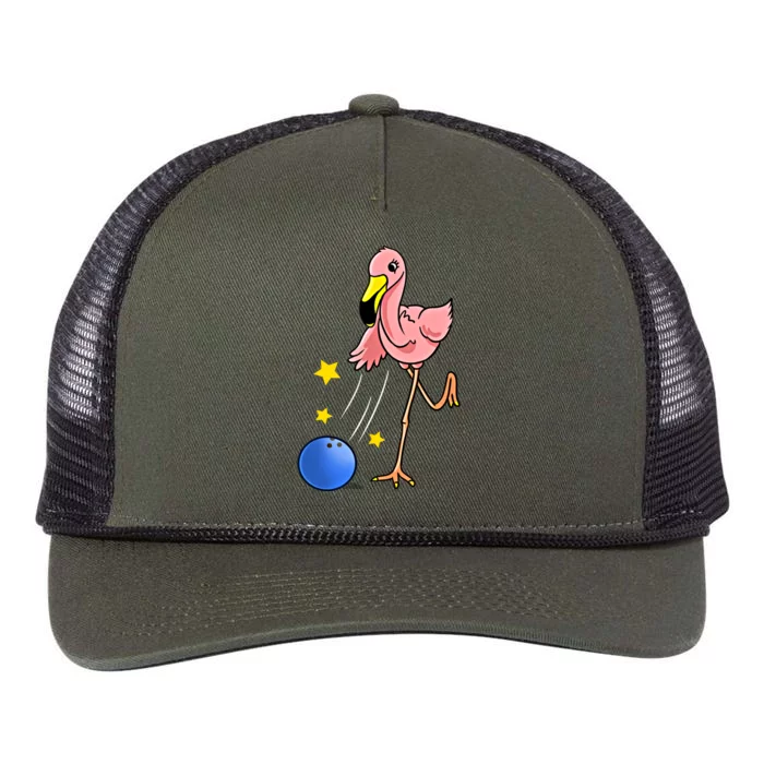 Bowling Flamingo Bowling Lover Gift Funny Gift Retro Rope Trucker Hat Cap