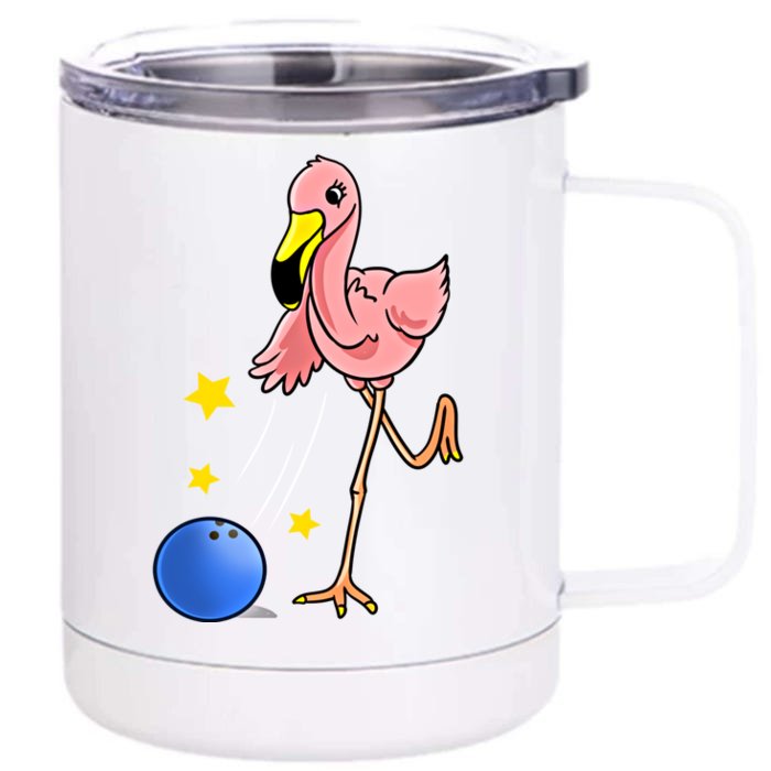 Bowling Flamingo Bowling Lover Gift Funny Gift Front & Back 12oz Stainless Steel Tumbler Cup