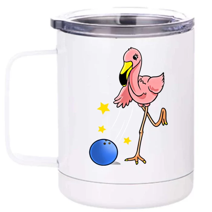 Bowling Flamingo Bowling Lover Gift Funny Gift Front & Back 12oz Stainless Steel Tumbler Cup