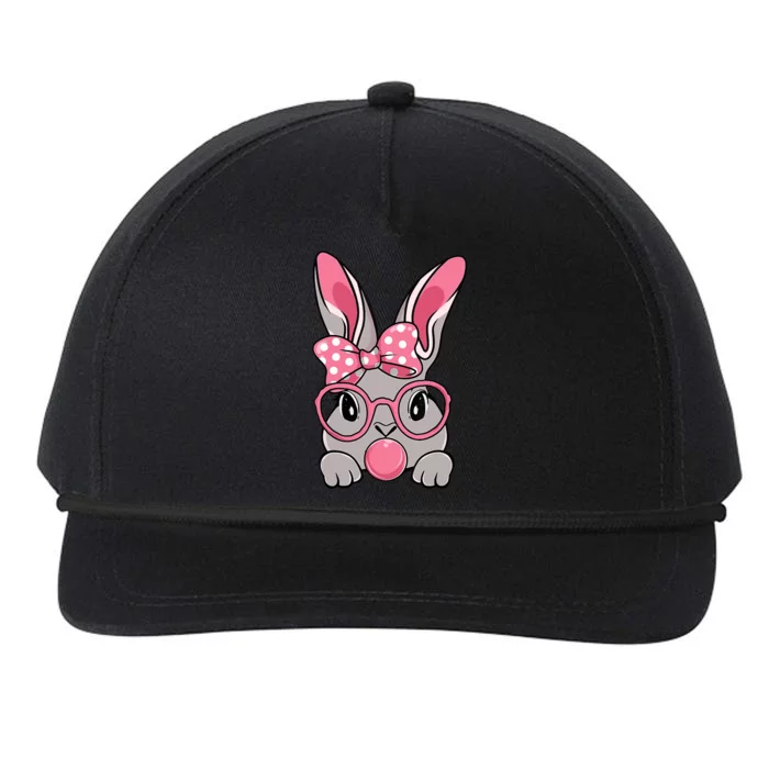 Bunny Face Bow Tie Headband Glasses Bubblegum Easter Day Snapback Five-Panel Rope Hat