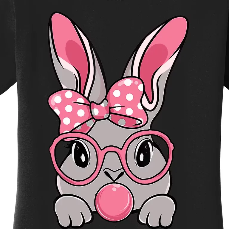 Bunny Face Bow Tie Headband Glasses Bubblegum Easter Day Women's T-Shirt