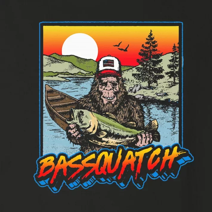 Bassquatch! Funny Bass Fishing Sasquatch Retro 80s Fisherman Toddler Long Sleeve Shirt