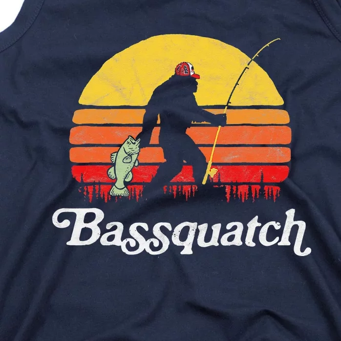 Bassquatch! Funny Bigfoot Fishing Outdoor Retro Tank Top