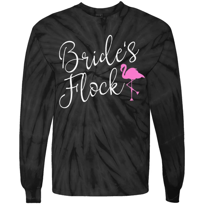 Brides Flock Bridal Party Flamingo Theme Bachelorette Party Tie-Dye Long Sleeve Shirt