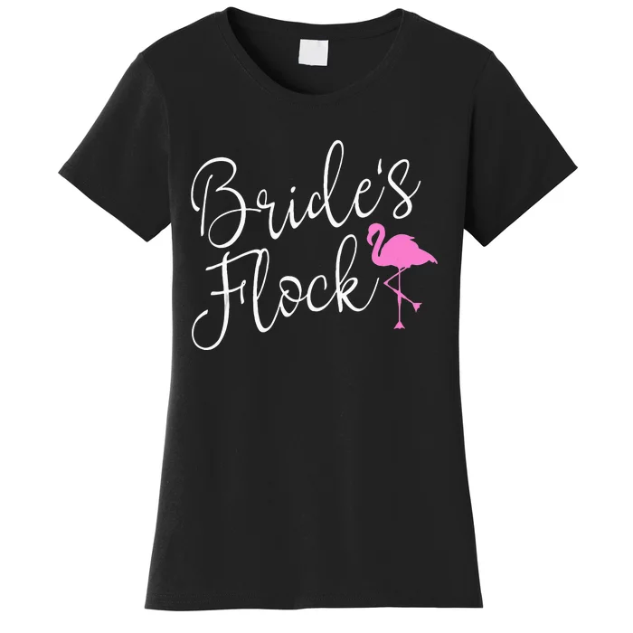 Brides Flock Bridal Party Flamingo Theme Bachelorette Party Women's T-Shirt