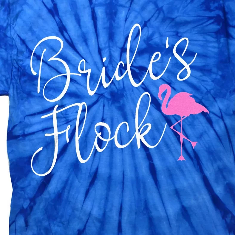 Bride's Flock Bridal Party Flamingo Theme Bachelorette Party Tie-Dye T-Shirt