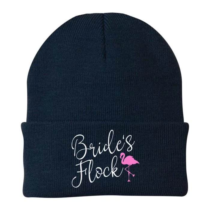 Bride's Flock Bridal Party Flamingo Theme Bachelorette Party Knit Cap Winter Beanie