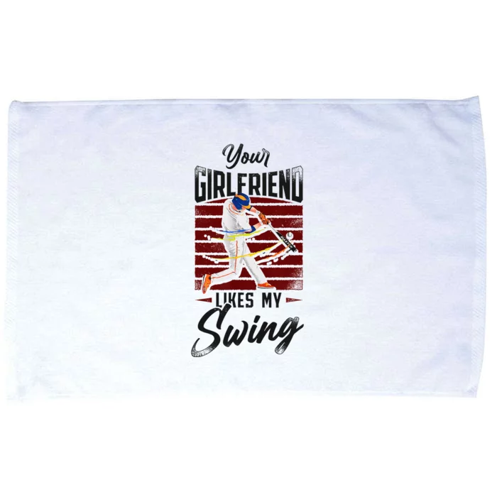 Baseball Fan Batter Vintage Your Girlfriend Likes My Swing Microfiber Hand Towel