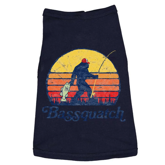 Bassquatch! Funny Bigfoot Fishing Outdoor Retro Doggie Tank