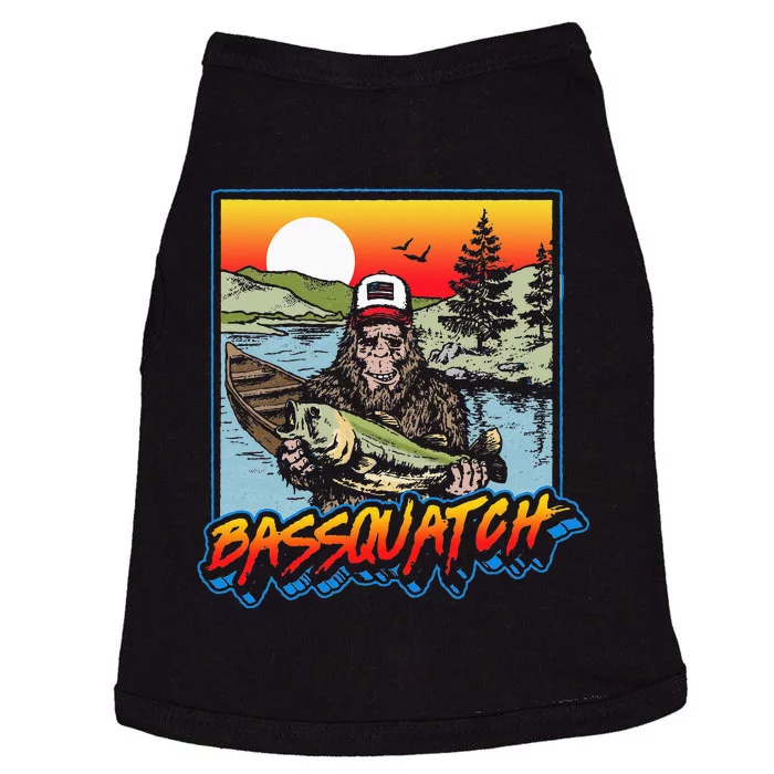 Bassquatch! Funny Bass Fishing Sasquatch Retro 80s Fisherman Doggie Tank