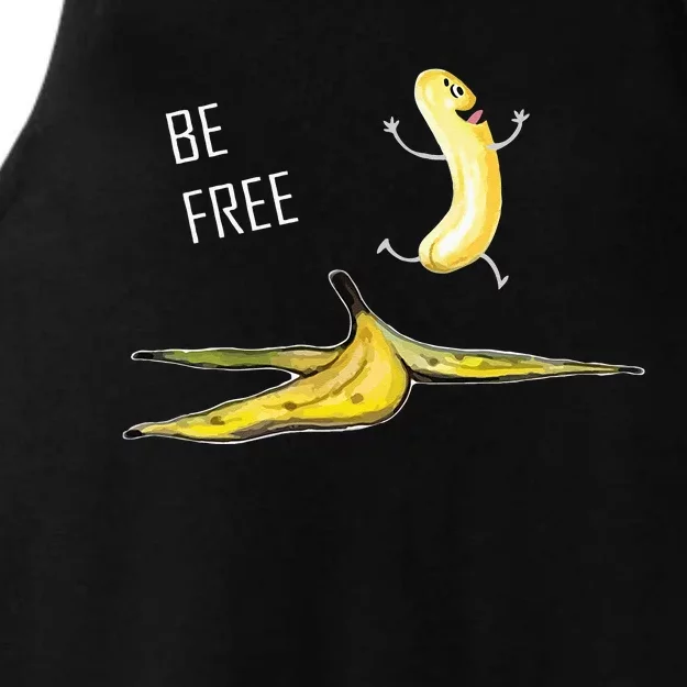 Be Free Banana Funny Banana Man Running Banana Stripping Ladies Tri-Blend Wicking Tank