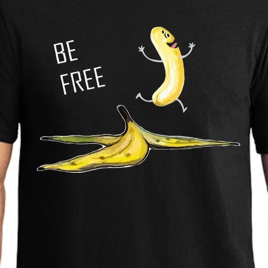 Be Free Banana Funny Banana Man Running Banana Stripping Pajama Set