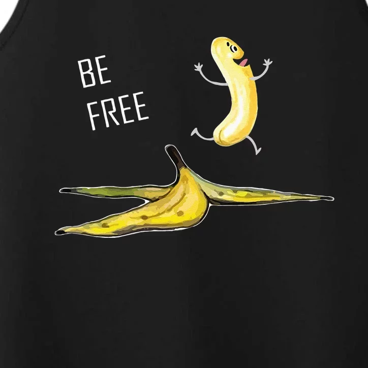 Be Free Banana Funny Banana Man Running Banana Stripping Performance Tank