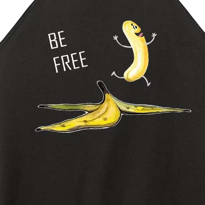 Be Free Banana Funny Banana Man Running Banana Stripping Women’s Perfect Tri Rocker Tank