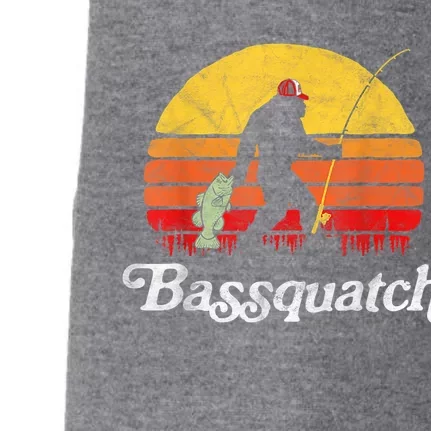 Bassquatch! Funny Bigfoot Fishing Outdoor Retro Doggie 3-End Fleece Hoodie