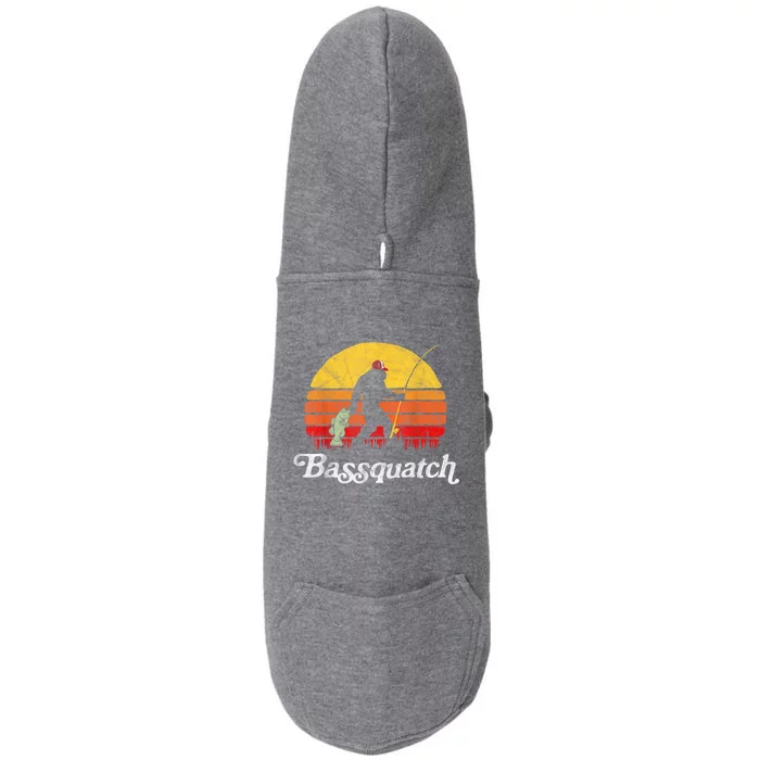 Bassquatch! Funny Bigfoot Fishing Outdoor Retro Doggie 3-End Fleece Hoodie