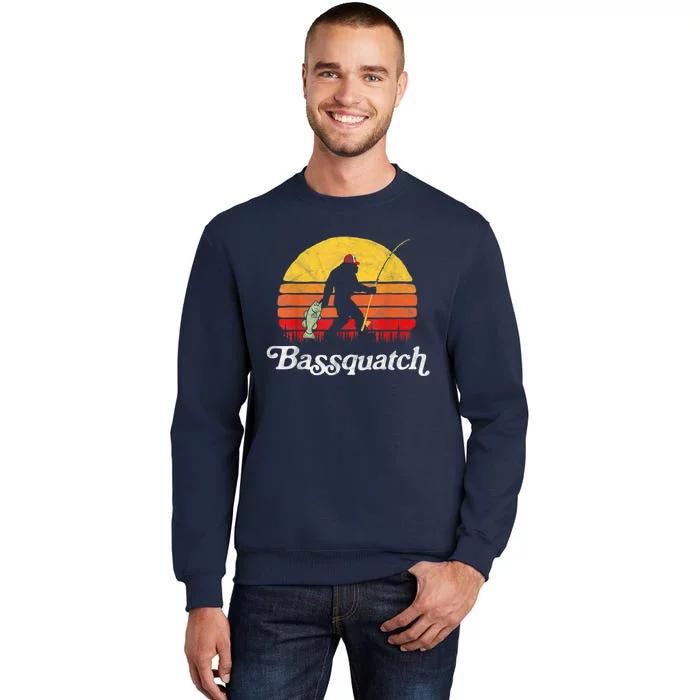 Bassquatch! Funny Bigfoot Fishing Outdoor Retro Sweatshirt