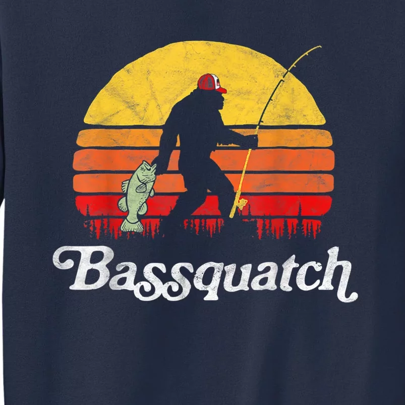 Bassquatch! Funny Bigfoot Fishing Outdoor Retro Sweatshirt