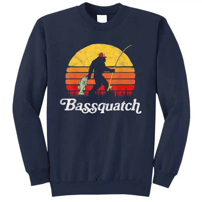 Bassquatch! Funny Bigfoot Fishing Outdoor Retro Sweatshirt