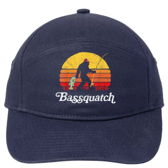 Bassquatch! Funny Bigfoot Fishing Outdoor Retro 7-Panel Snapback Hat