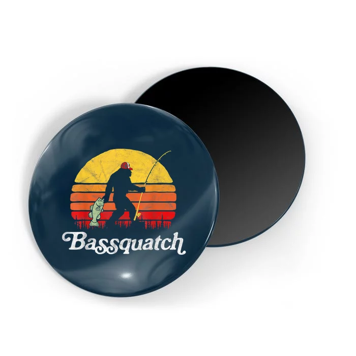 Bassquatch! Funny Bigfoot Fishing Outdoor Retro Magnet