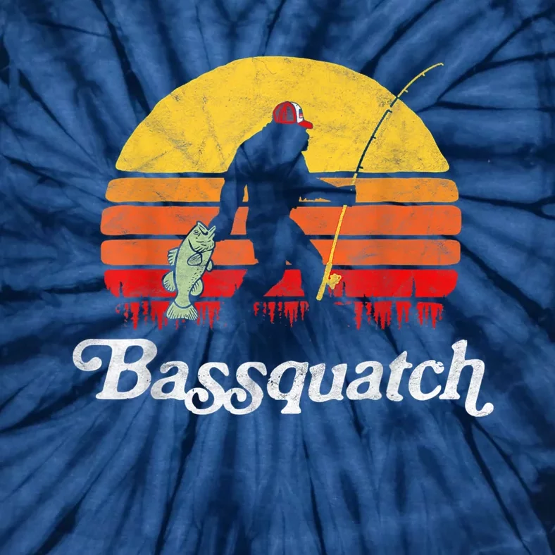 Bassquatch! Funny Bigfoot Fishing Outdoor Retro Tie-Dye T-Shirt