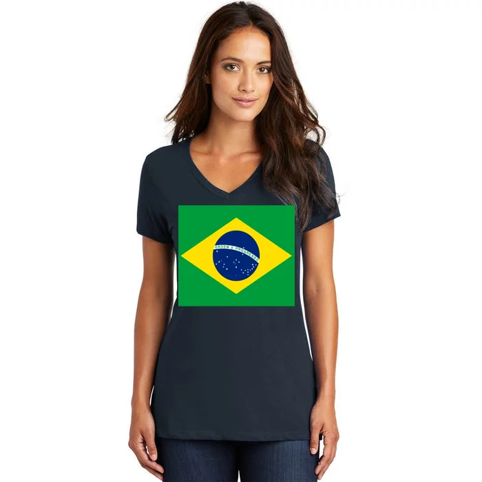 Brazilian Flag Brazil Country Women's V-Neck T-Shirt