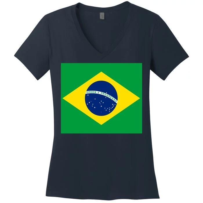 Brazilian Flag Brazil Country Women's V-Neck T-Shirt