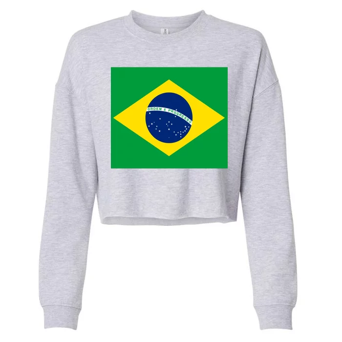 Brazilian Flag Brazil Country Cropped Pullover Crew