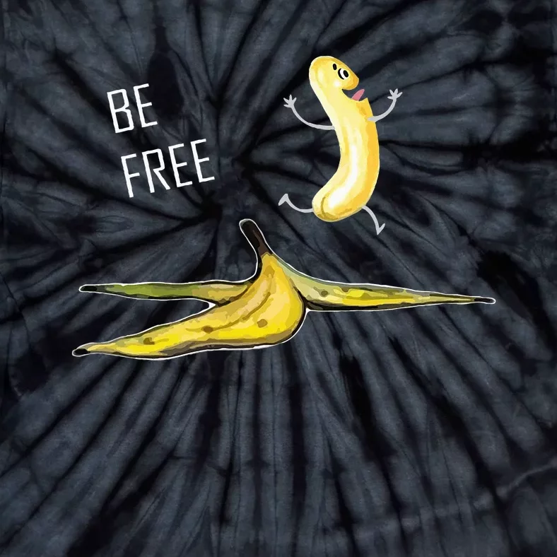 Be Free Banana Funny Banana Man Running Banana Stripping Tie-Dye T-Shirt