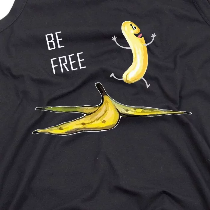 Be Free Banana Funny Banana Man Running Banana Stripping Tank Top