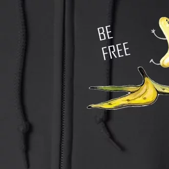 Be Free Banana Funny Banana Man Running Banana Stripping Full Zip Hoodie