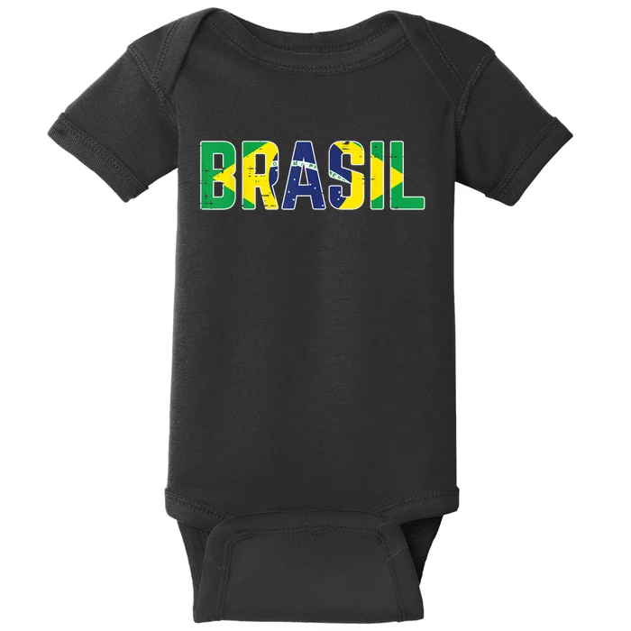 Brasil Flag Brazilian Soccer Fan   Boys Girls Baby Bodysuit