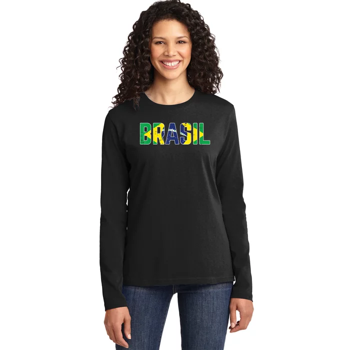 Brasil Flag Brazilian Soccer Fan   Boys Girls Ladies Long Sleeve Shirt