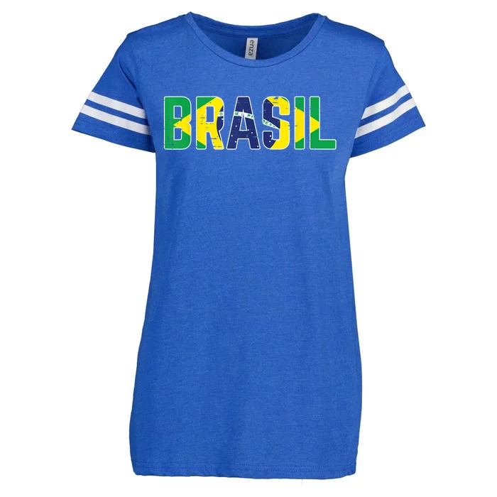 Brasil Flag Brazilian Soccer Fan   Boys Girls Enza Ladies Jersey Football T-Shirt