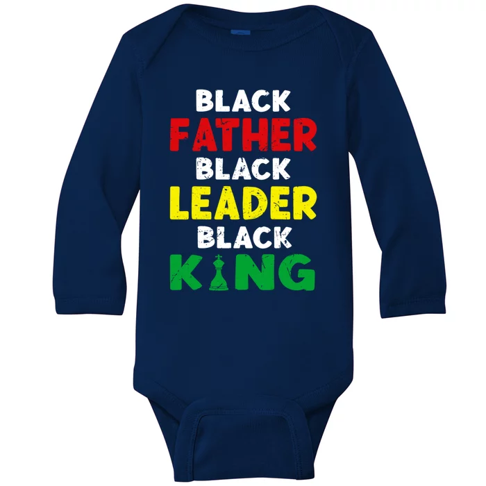 Black Father Black Leader Black King African American Dad Gift Baby Long Sleeve Bodysuit