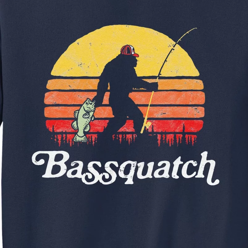 Bassquatch! Funny Bigfoot Fishing Outdoor Retro Sweatshirt