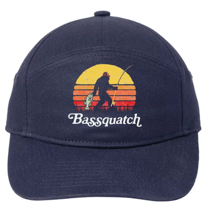 Bassquatch! Funny Bigfoot Fishing Outdoor Retro 7-Panel Snapback Hat